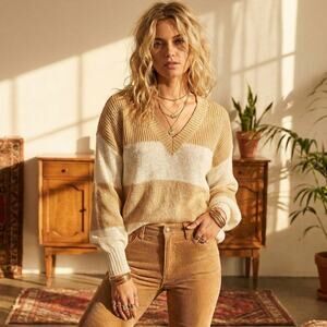 House of Harlow 1960 Revolve V-neck Pullover Sweater Acrylic Knit S